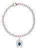 Horseshoe with Oval Blue Crystal Charm Bracelet