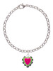 Hot Pink & Lime Green Heart with Black Ruffles Charm Bracelet