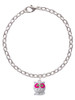 Owl with Hot Pink & Lime Green Crystal Eyes Charm Bracelet