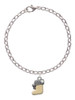 3-D Gold Tone Stocking with Fur and Clear Crystal Charm Bracelet