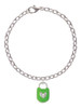 Lime Green Enamel Lock with Clear Crystals Charm Bracelet