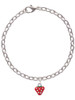 Mini Red Strawberry with Clear Crystals Charm Bracelet