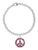 Large Hot Pink Cheetah Print Peace Sign Charm Bracelet