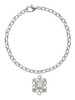 Square AB Crystal with Filigree Charm Bracelet