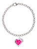 Hot Pink Giraffe Print Heart with Nurse Hat Charm Bracelet