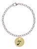 Large Gold Tone Disc Letter - T - 3/4'' Charm Bracelet