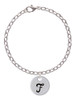 Large Script Letter - F - 3/4'' Disc - Charm Bracelet