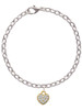 Small Gold Tone Heart with Clear Crystals Charm Bracelet