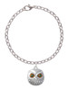 Large Round Owl with Green Crystal Eyes Charm Bracelet
