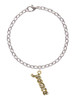 Gold Tone Script ''Peace'' with Clear Crystals Charm Bracelet