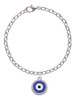 Large Blue Evil Eye with AB Crystal Border Charm Bracelet