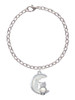 Large Imitation Pearl Owl Sitting on White Moon Charm Bracelet
