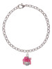 Hot Pink Hibiscus Flowers Spinner Charm Bracelet
