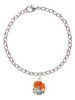 Hot Orange Hibiscus Flowers Spinner Charm Bracelet