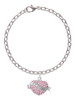 Lil Sister Banner on Pink Crystal Heart Charm Bracelet