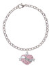 Love Banner on Pink Crystal Heart Charm Bracelet