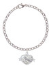 Mom Banner on Clear Crystal Heart Charm Bracelet