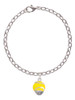 Yellow Softball with Silver Tone Stitching Spinner Charm Bracelet