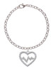 Large Clear Crystal Heart with Heartbeat Charm Bracelet
