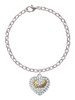 Gold Tone 'Faith Rocks' on Clear Crystal Heart Charm Bracelet