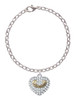 Gold Tone 'Mom Rocks' on Clear Crystal Heart Charm Bracelet