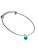 Acrylic 5/16" Teal Heart Charm Bangle Bracelet