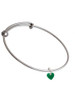 Acrylic 5/16" Green Heart Charm Bangle Bracelet