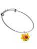 Fimo Clay Sunflower with Ladybug Charm Bangle Bracelet