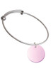 Acrylic 1" Disc Light Purple Imitation Pearl Charm Bangle Bracelet
