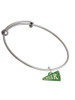 Acrylic 3/4" Green Cheer Megaphone Charm Bangle Bracelet