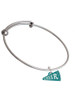 Acrylic 3/4" Teal Cheer Megaphone Charm Bangle Bracelet