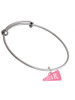 Acrylic 3/4" Pink Cheer Megaphone Charm Bangle Bracelet