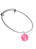 Acrylic Small Pink Disc Volleyball Player Charm Bangle Bracelet