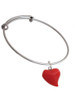 Resin Red Puffy Heart Charm Bangle Bracelet