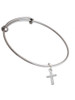 Simple Plain Small Cross Charm Bangle Bracelet