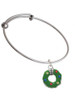 Green Resin Wreath with Crystals Charm Bangle Bracelet