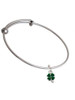 Mini Green Four Leaf Clover with Heart Leaves Charm Bangle Bracelet