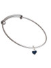 Mini Two Sided Blue Heart Charm Bangle Bracelet