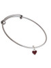 Mini Two Sided Maroon Heart Charm Bangle Bracelet