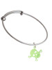 Acrylic Small Lime Green Skull Charm Bangle Bracelet