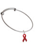 Red Ribbon Charm Bangle Bracelet