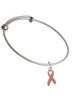 Pink Ribbon Charm Bangle Bracelet
