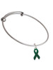 Green Ribbon Charm Bangle Bracelet