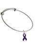 Purple Ribbon Charm Bangle Bracelet