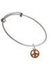 Beaded Rose Gold Tone Peace Sign Charm Bangle Bracelet