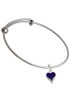 Small Long Purple Heart Charm Bangle Bracelet