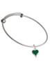 Small Long Green Heart Charm Bangle Bracelet