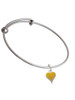 Small Long Yellow Heart Charm Bangle Bracelet