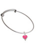 Small Long Hot Pink Heart Charm Bangle Bracelet