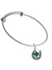 Good Luck Horseshoe with Green Four Leaf Clover Charm Bangle Bracelet